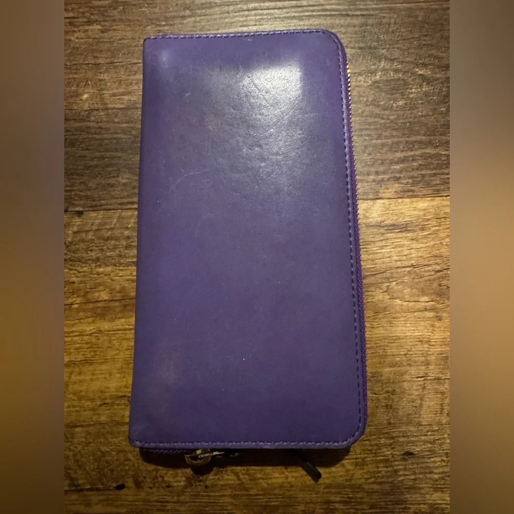 Kate Spade Purple Leather Long Zippy Wallet with Front Pocket